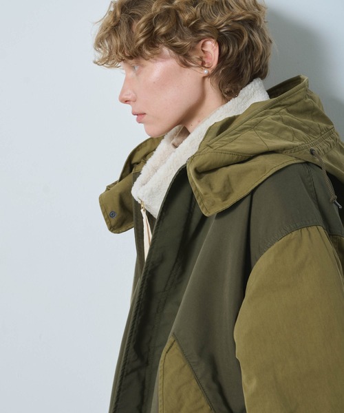 kha:ki（カーキ）の「「KHA:KI / カーキ」NEW TYPE-65 COAT（ミリタリージャケット・レディース・オフホワイト/ブラック/マルチ/オリーブ・1）」の16枚目の写真