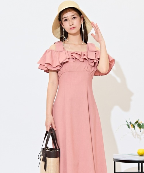 WILLSELECTION(ウィルセレクション)の「ショルダーリボンラッフルワンピース(ワンピース・レディース・レッド/ネイビー/サックスブルー・FREE)」の1枚目の写真