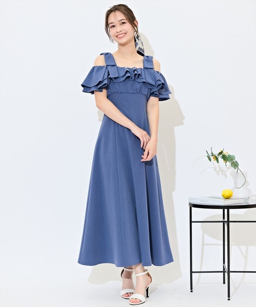 WILLSELECTION(ウィルセレクション)の「ショルダーリボンラッフルワンピース(ワンピース・レディース・レッド/ネイビー/サックスブルー・FREE)」の4枚目の写真