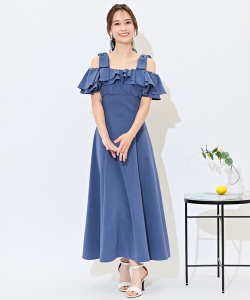 WILLSELECTION(ウィルセレクション)の「ショルダーリボンラッフルワンピース(ワンピース・レディース・レッド/ネイビー/サックスブルー・FREE)」の5枚目の写真