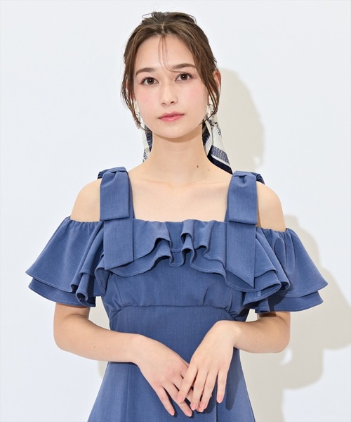 WILLSELECTION(ウィルセレクション)の「ショルダーリボンラッフルワンピース(ワンピース・レディース・レッド/ネイビー/サックスブルー・FREE)」の8枚目の写真