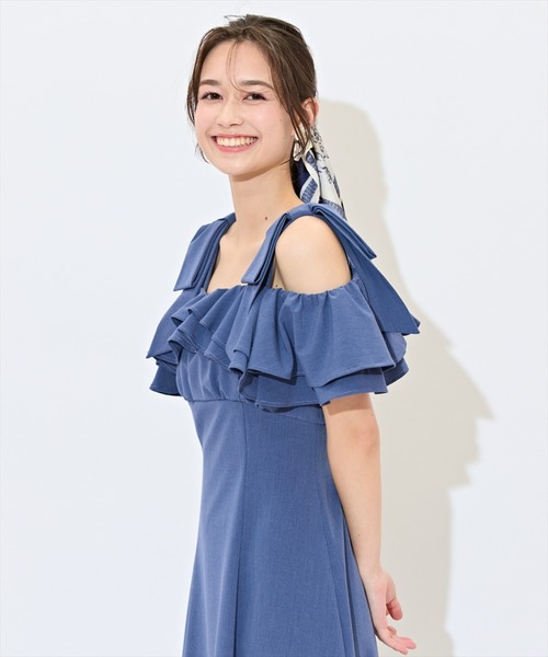 WILLSELECTION(ウィルセレクション)の「ショルダーリボンラッフルワンピース(ワンピース・レディース・レッド/ネイビー/サックスブルー・FREE)」の9枚目の写真