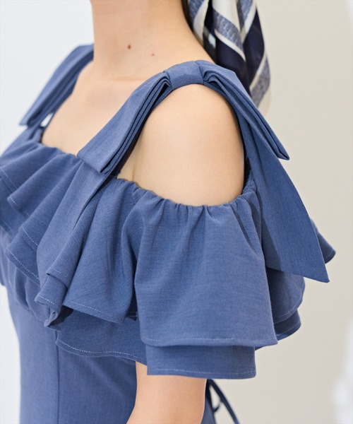 WILLSELECTION(ウィルセレクション)の「ショルダーリボンラッフルワンピース(ワンピース・レディース・レッド/ネイビー/サックスブルー・FREE)」の13枚目の写真
