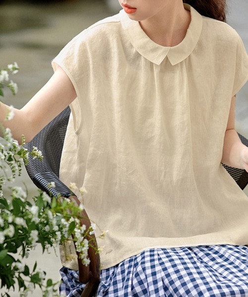 ONEP STAR（ワンピスター）の「前後2WAYフレンチ袖ブラウス（シャツ/ブラウス・レディース・ホワイト/ブラック/ベージュ・MEDIUM/LARGE/X-LARGE）」の3枚目の写真