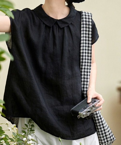 ONEP STAR（ワンピスター）の「前後2WAYフレンチ袖ブラウス（シャツ/ブラウス・レディース・ホワイト/ブラック/ベージュ・MEDIUM/LARGE/X-LARGE）」の2枚目の写真