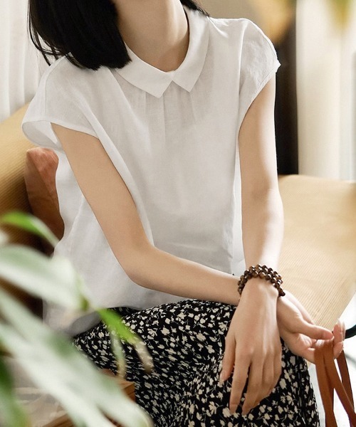 ONEP STAR（ワンピスター）の「前後2WAYフレンチ袖ブラウス（シャツ/ブラウス・レディース・ホワイト/ブラック/ベージュ・MEDIUM/LARGE/X-LARGE）」の8枚目の写真