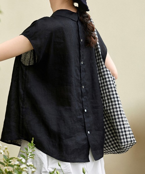 ONEP STAR（ワンピスター）の「前後2WAYフレンチ袖ブラウス（シャツ/ブラウス・レディース・ホワイト/ブラック/ベージュ・MEDIUM/LARGE/X-LARGE）」の10枚目の写真