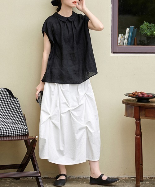 ONEP STAR（ワンピスター）の「前後2WAYフレンチ袖ブラウス（シャツ/ブラウス・レディース・ホワイト/ブラック/ベージュ・MEDIUM/LARGE/X-LARGE）」の11枚目の写真