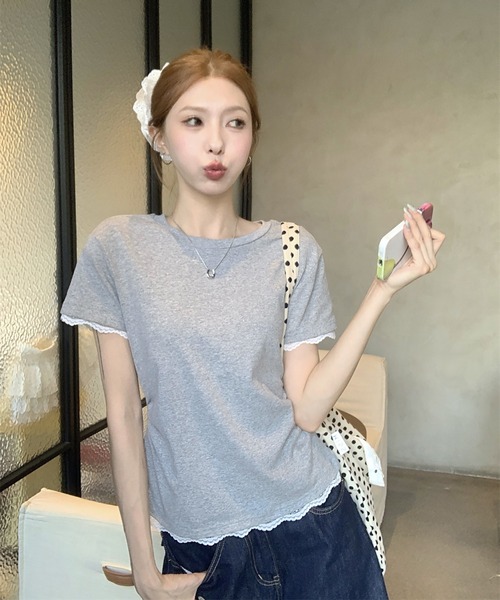 Doula Doula(ドゥーラドゥーラ)の「バックリボンTシャツ(Tシャツ/カットソー・レディース・グレー/ホワイト・S/M/L)」の16枚目の写真