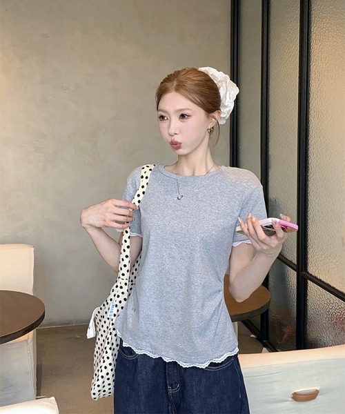 Doula Doula(ドゥーラドゥーラ)の「バックリボンTシャツ(Tシャツ/カットソー・レディース・グレー/ホワイト・S/M/L)」の14枚目の写真
