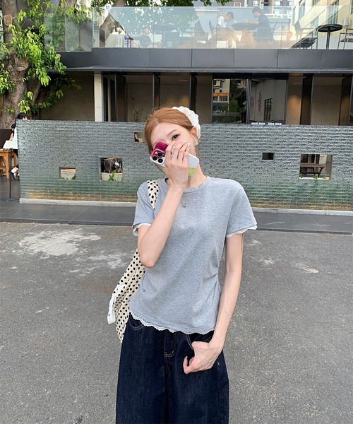 Doula Doula(ドゥーラドゥーラ)の「バックリボンTシャツ(Tシャツ/カットソー・レディース・グレー/ホワイト・S/M/L)」の12枚目の写真