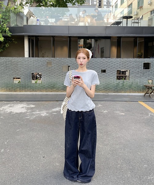 Doula Doula(ドゥーラドゥーラ)の「バックリボンTシャツ(Tシャツ/カットソー・レディース・グレー/ホワイト・S/M/L)」の11枚目の写真