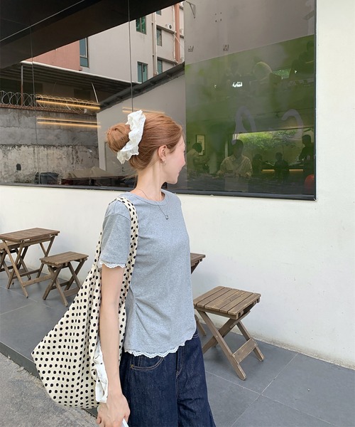 Doula Doula(ドゥーラドゥーラ)の「バックリボンTシャツ(Tシャツ/カットソー・レディース・グレー/ホワイト・S/M/L)」の9枚目の写真