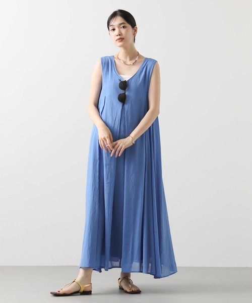 Gready Brilliant(グレディブリリアン)の「麻調シアー両Vネックワンピ(ワンピース・レディース・ブルー/ブラック・38)」の16枚目の写真
