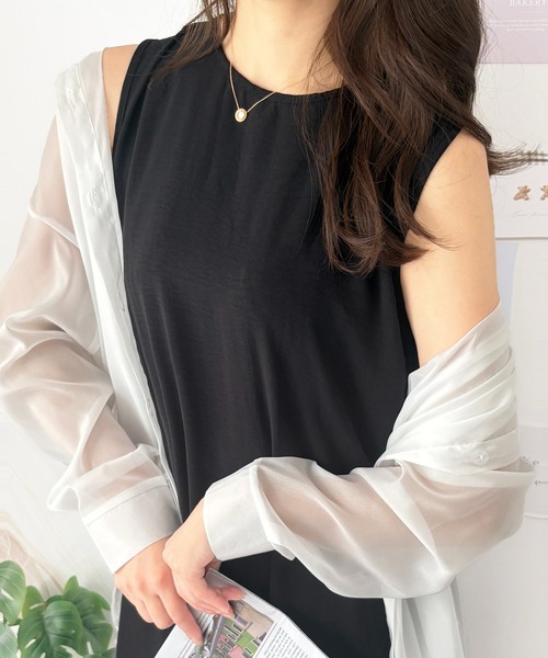 Amulet(アミュレット)の「ふんわり揺れる上品シルエット バックデザインノースリーブワンピース(ワンピース・レディース・ブラック/アイボリー・S/M/XL/L)」の17枚目の写真
