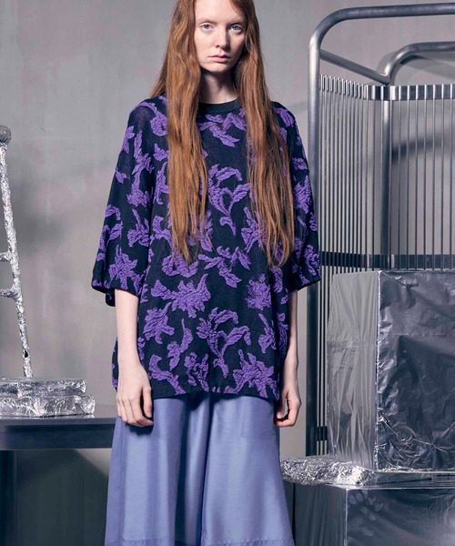 UNISEX》Prime-Over Flower blister Short Sleeve Crew Neck Knit T