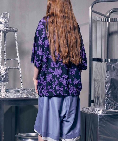 UNISEX》Prime-Over Flower blister Short Sleeve Crew Neck Knit T