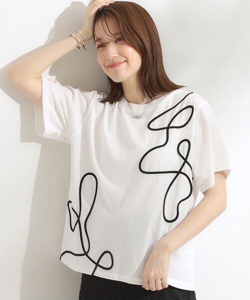 S-LL】コーデの主役になる コード刺繍デザインTシャツ（Tシャツ