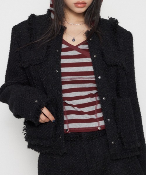 LAGUA GEM（ラグアジェム）の「COMPACT TWEED ジャケット（ノーカラー