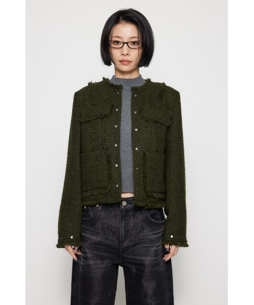 LAGUA GEM COMPACT TWEED ジャケット 新品未使用 COMPACT TWEED ジャケット（ノーカラージャケット）｜LAGUA GEM