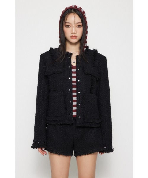 COMPACT TWEED ジャケット ラグアジェム 完売品 COMPACT TWEED ジャケット（ノーカラージャケット）｜LAGUA GEM