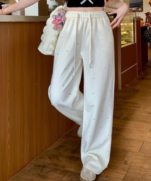 hashtag ddd ホワイト スウェット パンツ スター　ラインストーン 星 Hashtag ddd ホワイト スウェット パンツ スターラインストーン 星