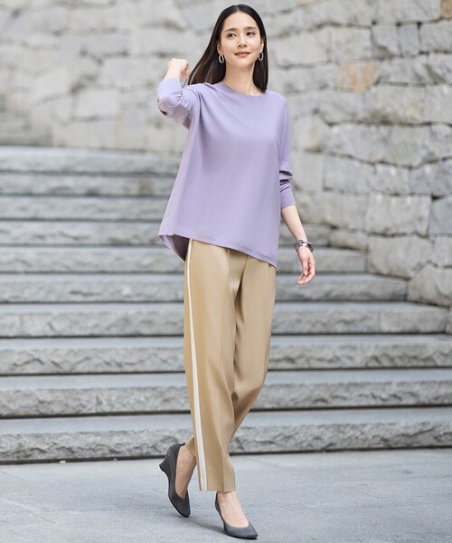 自由区(ジユウク)の「ウールライクストレッチテーパード パンツ(その他パンツ・レディース・ネイビー系/ベージュ系・48/46/44)」の3枚目の写真