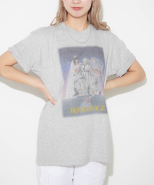 BIRTHDAY BAR（バースデイバー）の「【ビートルジュース】コットンＴシャツ　 ポスター（Tシャツ/カットソー・レディース・グレー・0）」の2枚目の写真