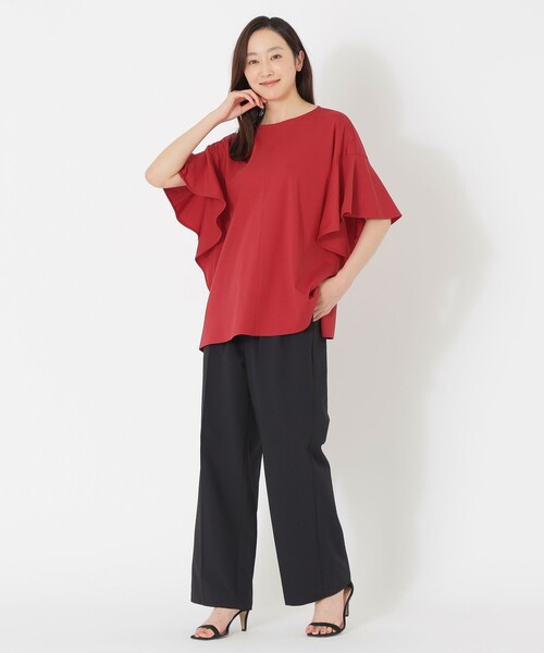 S.ESSENTIALS(エスエッセンシャルズ)の「【DRESOPHY】フレアスリーブカットソー(Tシャツ/カットソー・レディース・ブラック/レッド系その他/カーキ・38)」の11枚目の写真