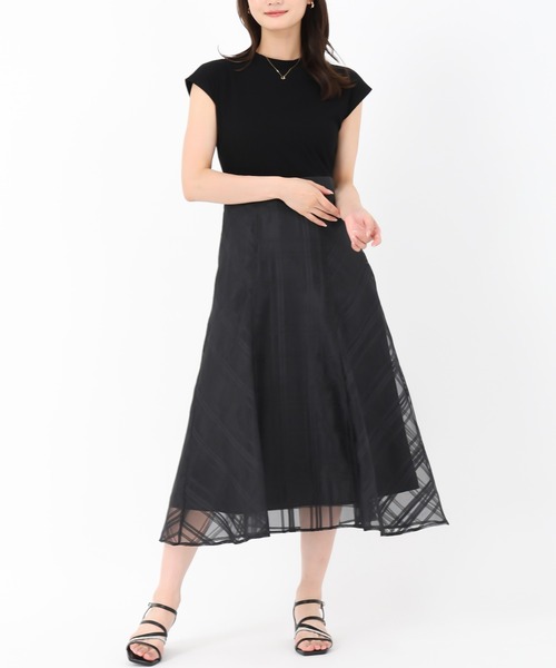 MISCH MASCH(ミッシュマッシュ)の「シアーチェックドッキングワンピース(ワンピース・レディース・アイボリー/ブラック/レッド・フリ-)」の3枚目の写真