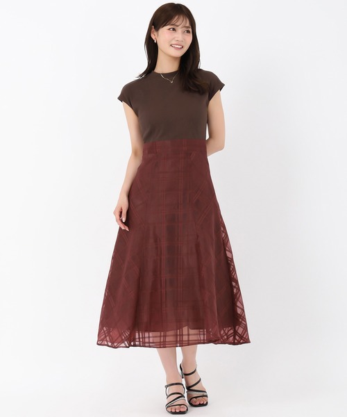 MISCH MASCH(ミッシュマッシュ)の「シアーチェックドッキングワンピース(ワンピース・レディース・アイボリー/ブラック/レッド・フリ-)」の10枚目の写真