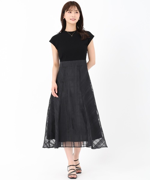 MISCH MASCH(ミッシュマッシュ)の「シアーチェックドッキングワンピース(ワンピース・レディース・アイボリー/ブラック/レッド・フリ-)」の5枚目の写真