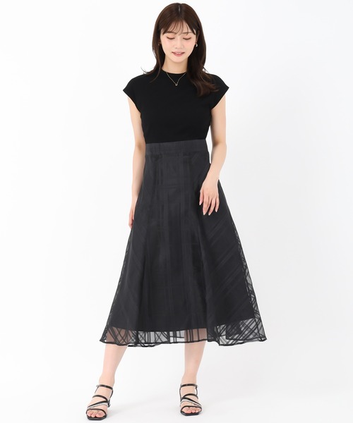 MISCH MASCH(ミッシュマッシュ)の「シアーチェックドッキングワンピース(ワンピース・レディース・アイボリー/ブラック/レッド・フリ-)」の6枚目の写真