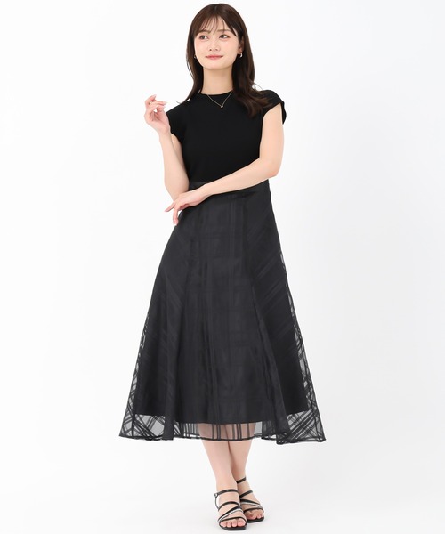 MISCH MASCH(ミッシュマッシュ)の「シアーチェックドッキングワンピース(ワンピース・レディース・アイボリー/ブラック/レッド・フリ-)」の7枚目の写真