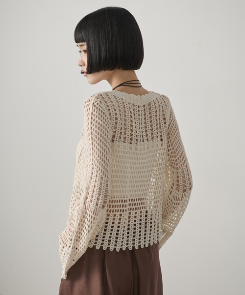 AIC.(エーアイシー)の「フレアスリーブクロシェ編みカーディガン(カーディガン/ボレロ・レディース・キナリ/ブラック・FREE)」の8枚目の写真