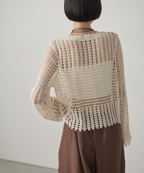 AIC.(エーアイシー)の「フレアスリーブクロシェ編みカーディガン(カーディガン/ボレロ・レディース・キナリ/ブラック・FREE)」の9枚目の写真