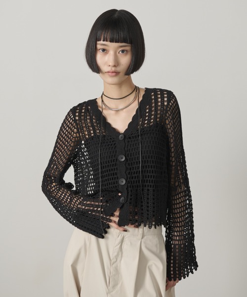 AIC.(エーアイシー)の「フレアスリーブクロシェ編みカーディガン(カーディガン/ボレロ・レディース・キナリ/ブラック・FREE)」の20枚目の写真