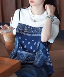 CELENA BEATS（セレナビーツ）の「バンダナ柄 キャミレイヤード Tシャツ（Tシャツ/カットソー・メンズ）」
