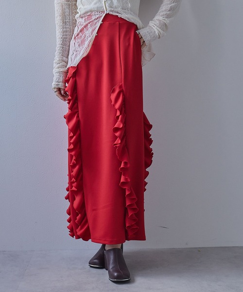 bohmal(ボマール)の「ポンチフリルナロースカート(スカート・レディース・ブラック/ブルー/パープル/ライム/レッド・MEDIUM/LARGE)」の5枚目の写真