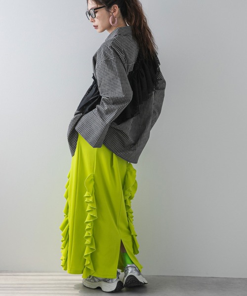 bohmal(ボマール)の「ポンチフリルナロースカート(スカート・レディース・ブラック/ブルー/パープル/ライム/レッド・MEDIUM/LARGE)」の18枚目の写真