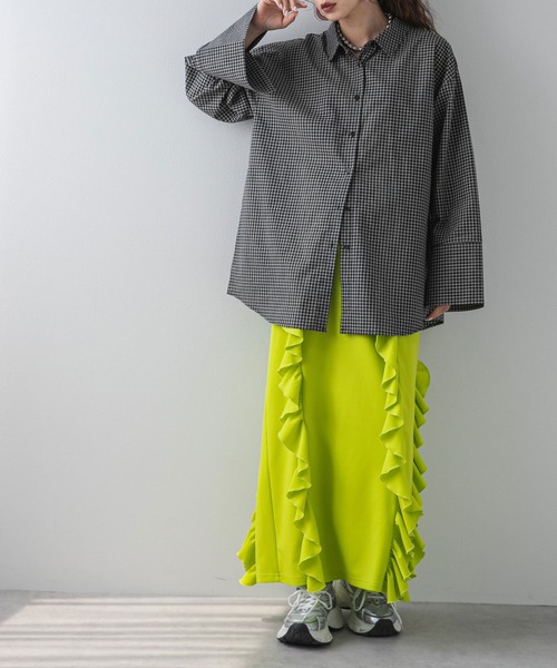 bohmal(ボマール)の「ポンチフリルナロースカート(スカート・レディース・ブラック/ブルー/パープル/ライム/レッド・MEDIUM/LARGE)」の14枚目の写真