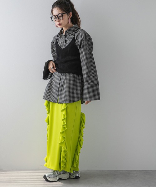 bohmal(ボマール)の「ポンチフリルナロースカート(スカート・レディース・ブラック/ブルー/パープル/ライム/レッド・MEDIUM/LARGE)」の13枚目の写真