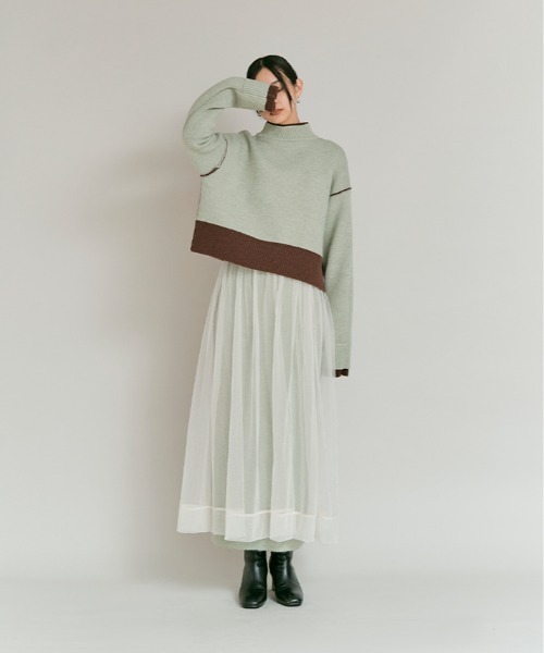W:Huku(フーク)の「【W:Huku / ブライトシフォン】シアー ロングスカート / Bright Chiffon Long Skirt(スカート・レディース・アイボリー/ブラック・FREE)」の8枚目の写真