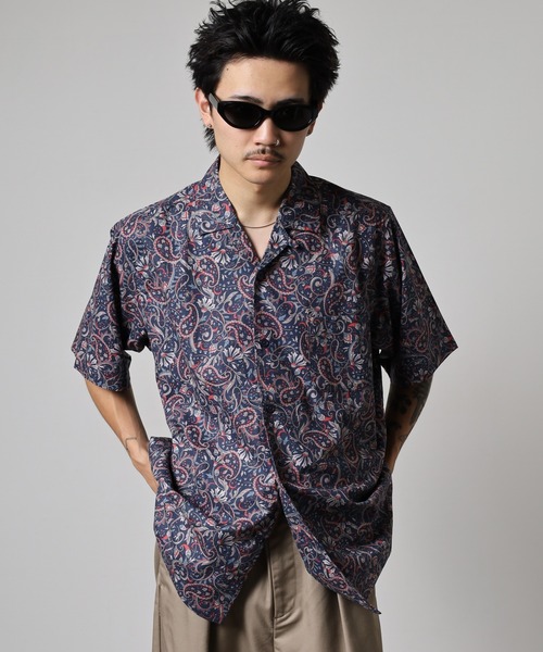 BANKS(バンクス)の「BANKS JOURNAL ALL OVER PAISLEY SS SHIRT オールオーバーペイズリー半袖シャツ(シャツ/ブラウス・メンズ・ネイビー/グレー・L/XL/M)」の1枚目の写真