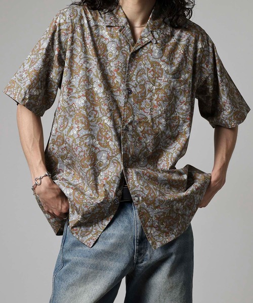 BANKS(バンクス)の「BANKS JOURNAL ALL OVER PAISLEY SS SHIRT オールオーバーペイズリー半袖シャツ(シャツ/ブラウス・メンズ・ネイビー/グレー・L/XL/M)」の2枚目の写真