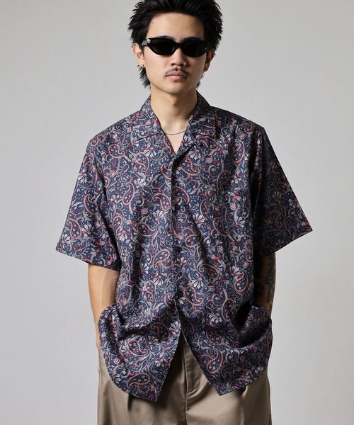 BANKS(バンクス)の「BANKS JOURNAL ALL OVER PAISLEY SS SHIRT オールオーバーペイズリー半袖シャツ(シャツ/ブラウス・メンズ・ネイビー/グレー・L/XL/M)」の3枚目の写真