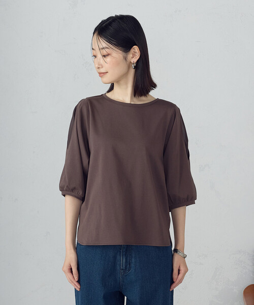 COMME CA ISM(コムサイズム)の「ボリュームスリーブ カットソー(Tシャツ/カットソー・レディース・ブラウン/ブラック・MEDIUM/LARGE)」の8枚目の写真
