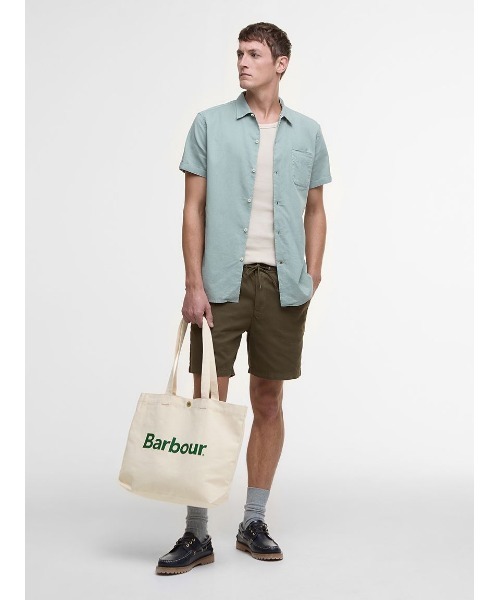 Barbour(バブアー)の「ロゴ トートバッグ(トートバッグ・メンズ・ベージュ/グリーン・ONE SIZE)」の4枚目の写真