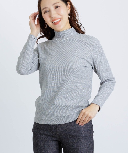 STUDIO PICONE(スタジオピッコーネ)の「ラメリブハイネックニット(その他トップス・レディース・ライトグレー/キャメル/グレー・M/LL/L)」の9枚目の写真