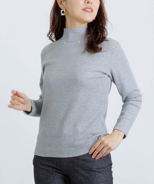 STUDIO PICONE(スタジオピッコーネ)の「ラメリブハイネックニット(その他トップス・レディース・ライトグレー/キャメル/グレー・M/LL/L)」の10枚目の写真